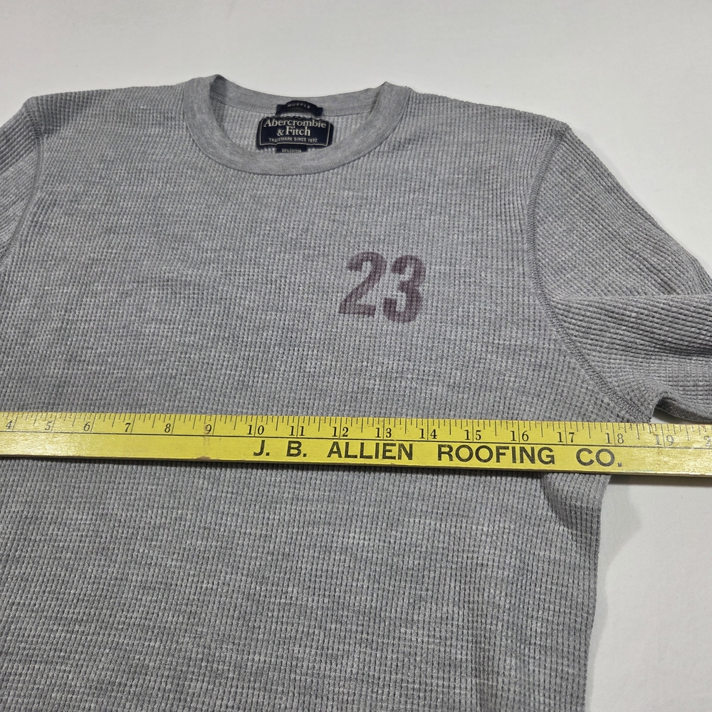 Abercrombie & Fitch Tee Light Gray Long Sleeve Tee Waffle Knit Men Large Cotton - Picture 5 of 6